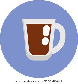 Breakfast black coffee, illustration, vector on a white background.
