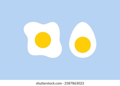 breakfast of boiled and fried eggs icon flat design