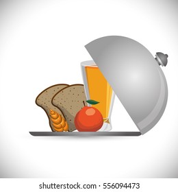 breakfast bread juicy apple wheat catering vector illustration eps 10