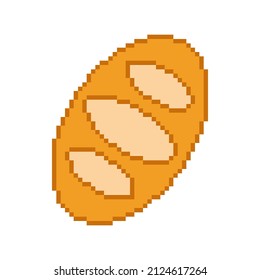 Breakfast is bread pixel art. Vector pixel art. Bakery picture.