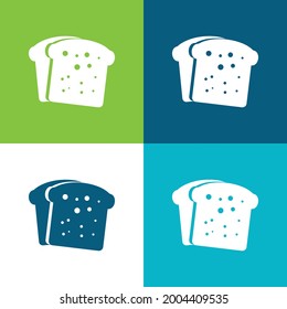 Breakfast Bread Toasts Flat four color minimal icon set
