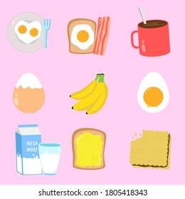 Breakfast brunch menu food icons set can be use to make poster