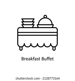 Desayuno Icono de contorno vectorial Buffet para web aislado en el archivo EPS 10 de fondo blanco