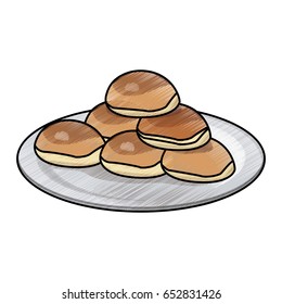 breakfast buns on plate bakery tasty