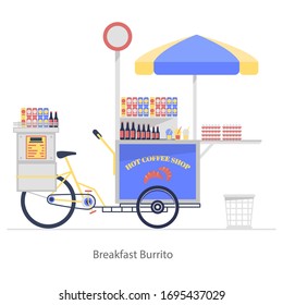 Frühstücksbüro-Konzept in modernem Stil mit flacher Illustration 