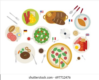 Breakfast by country vector illustration flat design