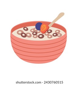 Breakfast cereal in a bowl, cereal vector illustration