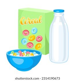 Breakfast cereal illustration. Image of healthy food.