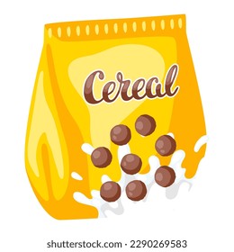 Breakfast cereal package. Image of healthy food.