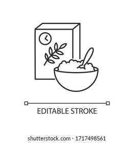 Breakfast And Cereal Pixel Perfect Linear Icon. Fresh Muesli In Bowl. Flakes Products. Thin Line Customizable Illustration. Contour Symbol. Vector Isolated Outline Drawing. Editable Stroke