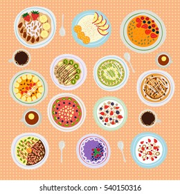 Breakfast cereal porridge vector illustration.