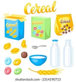 Breakfast cereal set. Image of healthy food.