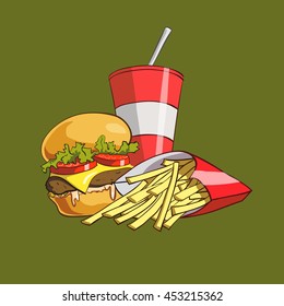 Breakfast of Champions . Illustration for design . Concept for of restaurants and fast food .