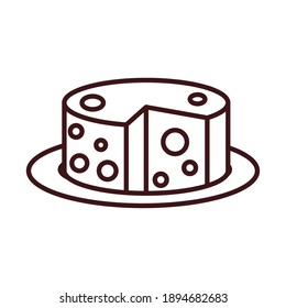 breakfast cheese on dish snack line style vector illustration
