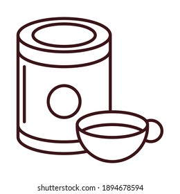 breakfast chocolate cup and pack line style vector illustration