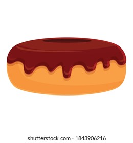 Breakfast chocolate donut icon. Cartoon of breakfast chocolate donut vector icon for web design isolated on white background