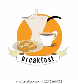 Breakfast Coffee and biscuit Vector illustration.