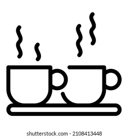 Breakfast coffee cups icon. Outline breakfast coffee cups vector icon for web design isolated on white background