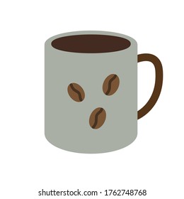 Breakfast. Coffee mug. Simple vector illustration isolated on white background.