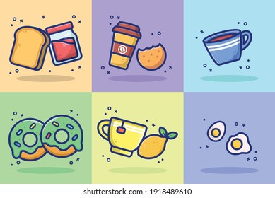 breakfast collection cartoon illustration bundle package