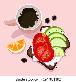 Breakfast. Colored vector illustration on a light background.