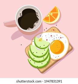 Breakfast. Colored vector illustration on a light background.