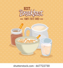 breakfast concept with food and drinks