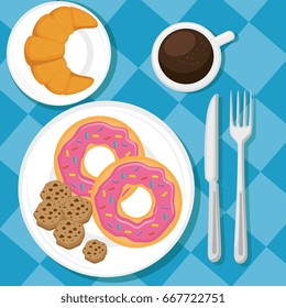 breakfast concept with food and drinks