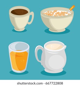 breakfast concept with food and drinks