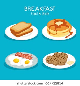 breakfast concept with food and drinks