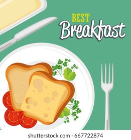 breakfast concept with food and drinks