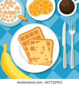 breakfast concept with food and drinks