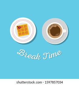 Breakfast concept with fresh food and drinks flat icons set vector illustration