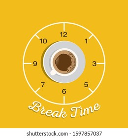 Breakfast concept with fresh food and drinks flat icons set vector illustration