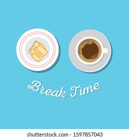 Breakfast concept with fresh food and drinks flat icons set vector illustration