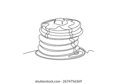 conceito de café da manhã. Design de desenho de linha única. Ilustração gráfica vetorial