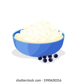 Breakfast. Cottage cheese. The concept of proper nutrition. Probiotic. Icon in cartoon style. Isolated object.