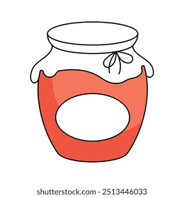 Café da manhã, cozinha rural, doce geleia jar vetor ilustração