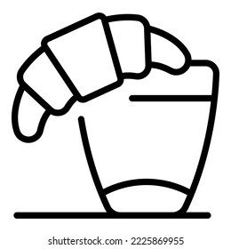 Breakfast croissant icon outline vector. Bed food. Home tea