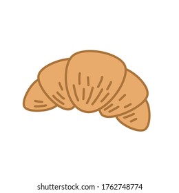Frühstück. Croissant Einfache Vektorgrafik einzeln auf weißem Hintergrund.