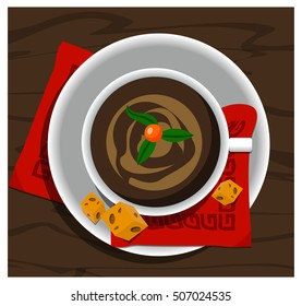 breakfast cup of coffee and cheese
