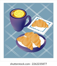 Frühstücksbecher mit duftenden Kaffeekreuzen Zitrone
