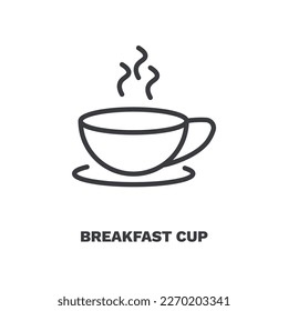 breakfast cup icon. Thin line breakfast cup icon from restaurant collection. Outline vector isolated on white background. Editable breakfast cup symbol can be used web and mobile