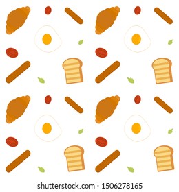 Breakfast cute cartoon in white background.vector illustration.
