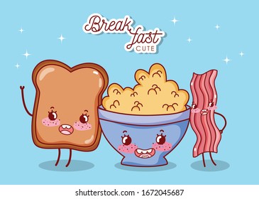 Frühstücksgerichte Müsli und Cornflakes Vektorillustration