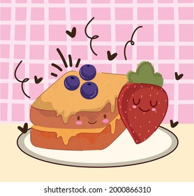 breakfast cute fruit bread and butter