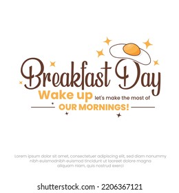 Breakfast Day Vector Template. Early Morning Wake Up Modern Design Template. Healthy Breakfast, Morning Routine. 