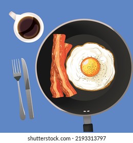 breakfast delicious menu with bacon and egg
