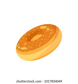 Breakfast, Delicious Start To The Day. Donut, Bagel, Fresh Bakery. Vector Illustration Cartoon Flat Icon Isolated On White.