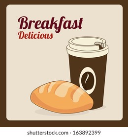 breakfast design over pink background vector illustration